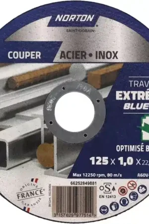 Solde Disque a tronconner metal/inox fin plat 125x1x22,2 extreme norton