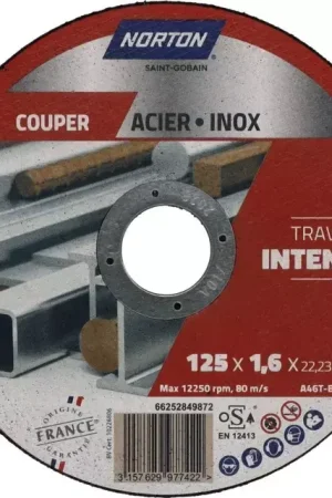 Disque a tronconner metal fin plat 125x1,6x22,2 intensif norton Achat Immédiat