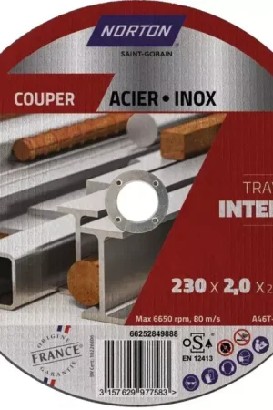 Prix Cassé Disque a tronconner metal fin plat 230x2x22,2 intensif norton