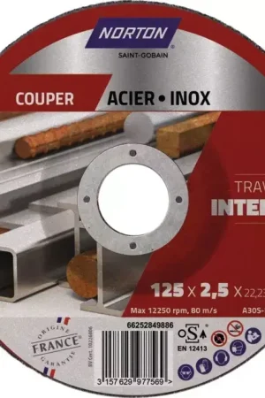Meilleur Prix Disque a tronconner metal moyeu deporte 125x2,5x22,2 intensif norton