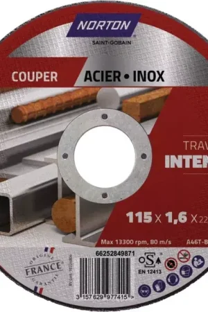 Disque a tronconner metal fin plat 115x1,6x22,2 intensif norton Nouvel Arrivage