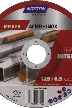Jusqu'à Épuisement Des Stocks Disque a ebarber metal moyeu deporte 125x6,5x22,2 intensif norton