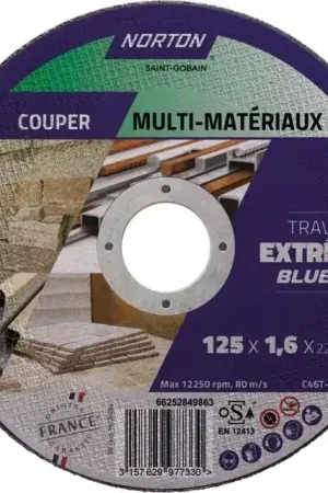 Disque a tronconner plat fin tout materiaux 125x1,6x22,2 extreme norton Prix Bas