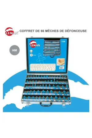 Prix Réduit Coffret LEMAN de 66 Fraises de défonceuse queue de 8mm