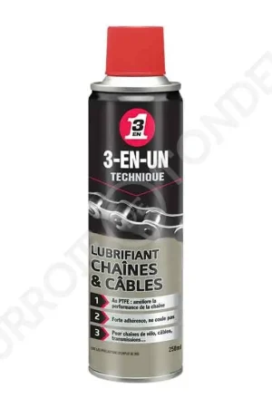 Prix Bas Lubrifiant Chaîne & Câbles 3-EN-UN TECHNIQUE 250 ml 3EN1-33602/10
