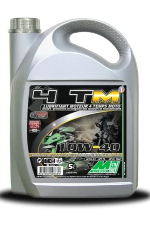 Vente Directe HUILE MOTEUR ET TRANSMISSION DE MOTO 4 TEMPS 10W40 (C4TM104/C4M) - 5L - MINERVA