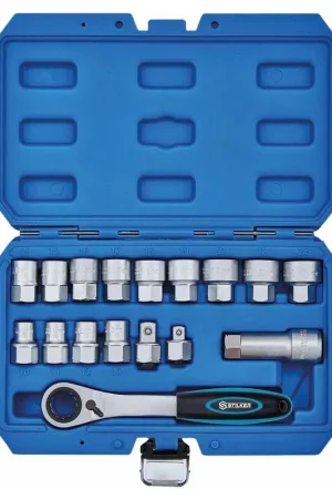 Acheter Direct Coffret douilles traversantes 17 pièces 3/8" et 1/2" STILKER