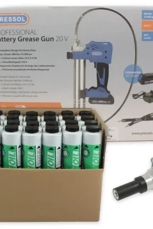 Retour Gratuit Pack pompe à graisse 20V PRESSOL + cartouches à visser + agrafe