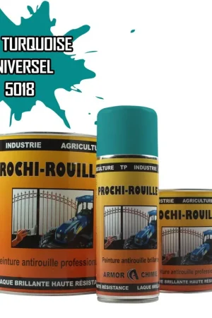 Vente Directe Peinture Bleu turquoise RAL 5018 antirouille professionnelle